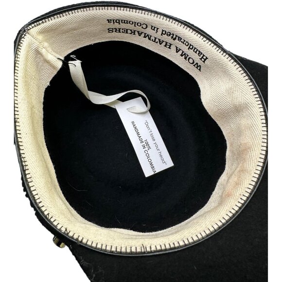 Woma Hatmakers Women’s Black Wool Chain Cap Hat Small Handcrafted NWT main image 4